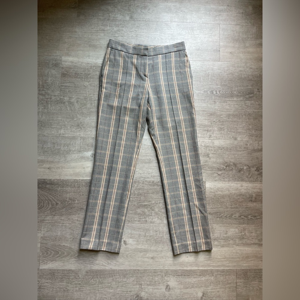 Maje Puya Plaid Slim Straight Cropped Pants Size FR 34 (US XS) Stretch